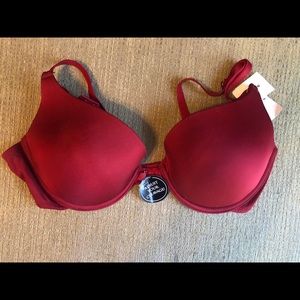 Vassarette Dark Red Velvet Push-up Bra 34C NWT